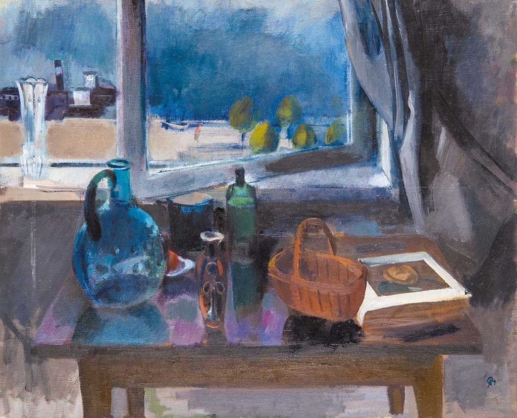 Bernáth Aurél (1895-1982) Csendélet Cézanne-könyvvel (Csendélet a műteremablaknál), 1945