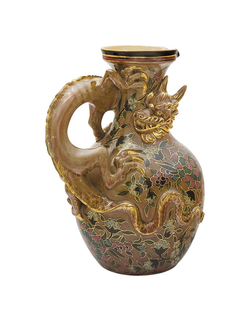 Zsolnay Pitcher with Dragon handles, Zsolnay, 1882