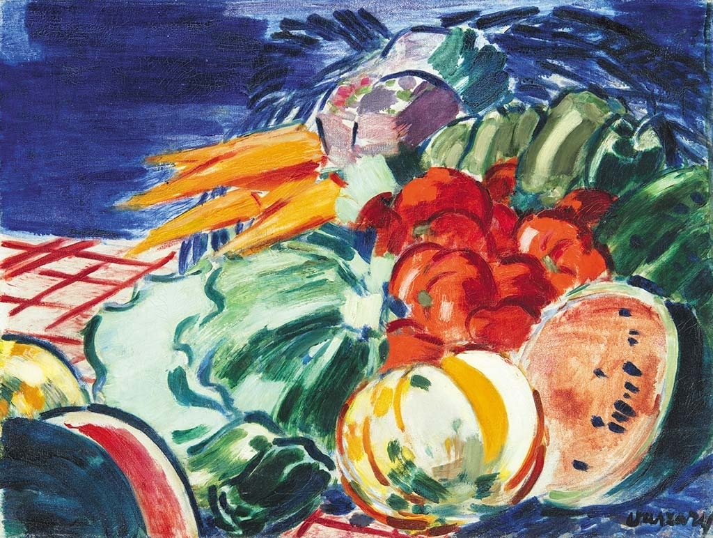 Vaszary János (1867-1939) Sill life with Water-melon, 1938