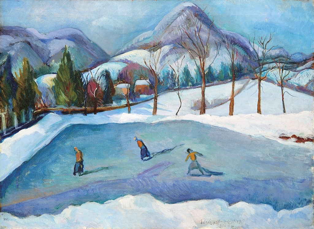 Perlrott-Csaba Vilmos (1880-1955) Ice skaters in Baia Mare, 1934
