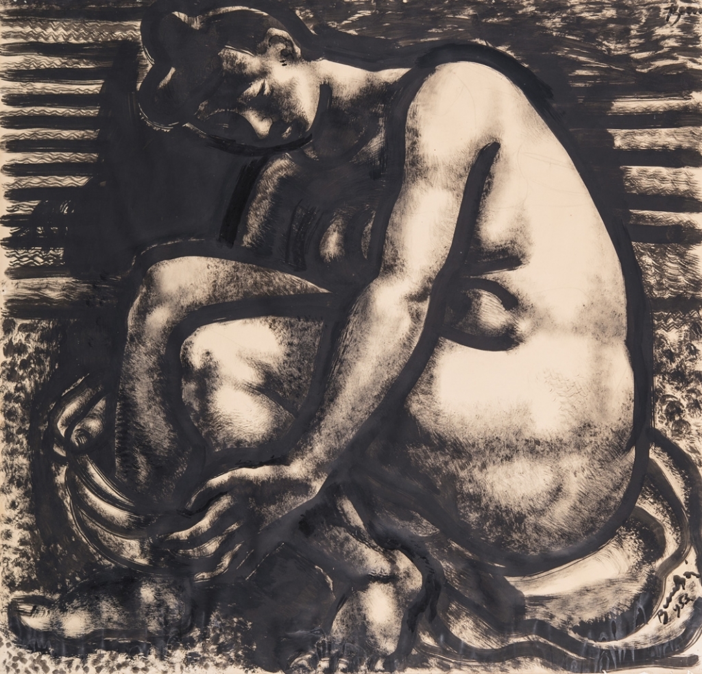 Bene Géza (1900-1960) Nude with towel, 1953