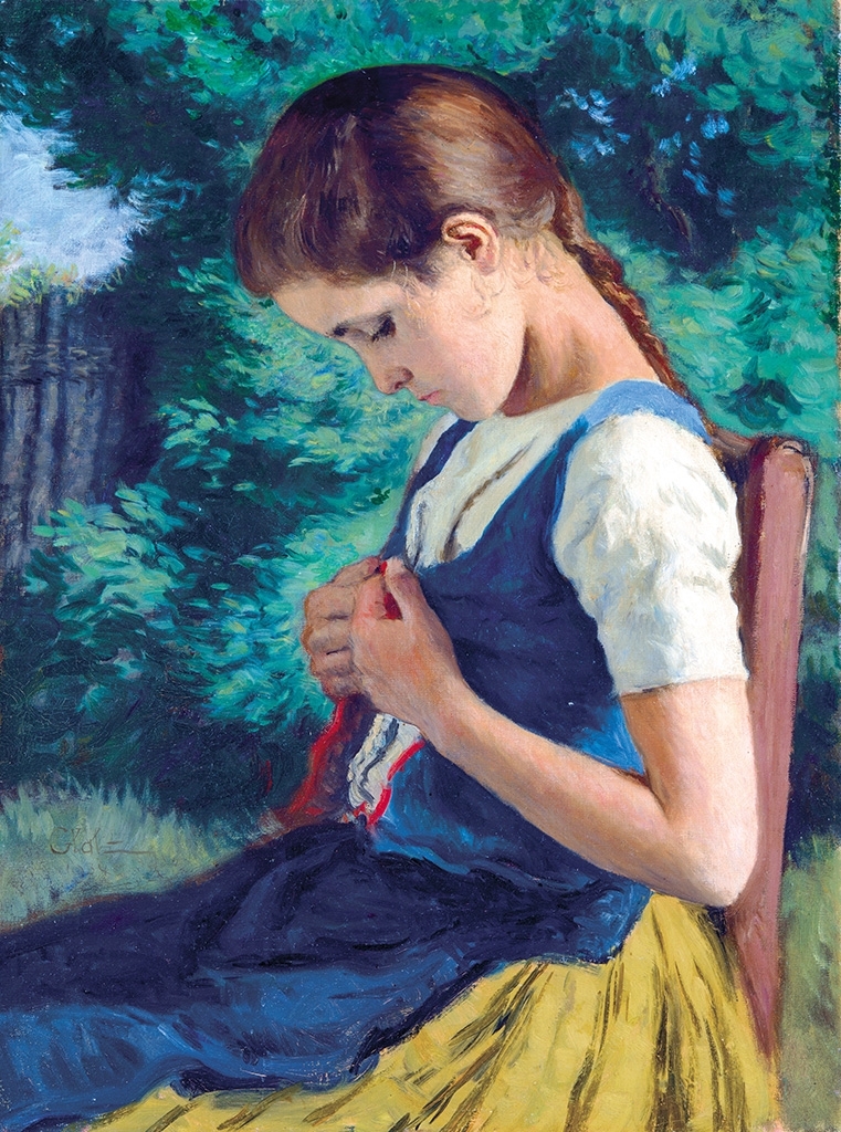 Glatz Oszkár (1872-1958) Kislány a kertben, 1934
