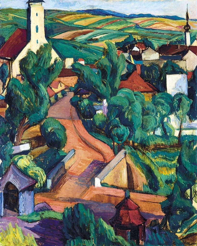 Perlrott-Csaba Vilmos (1880-1955) View with a church, c. 1930