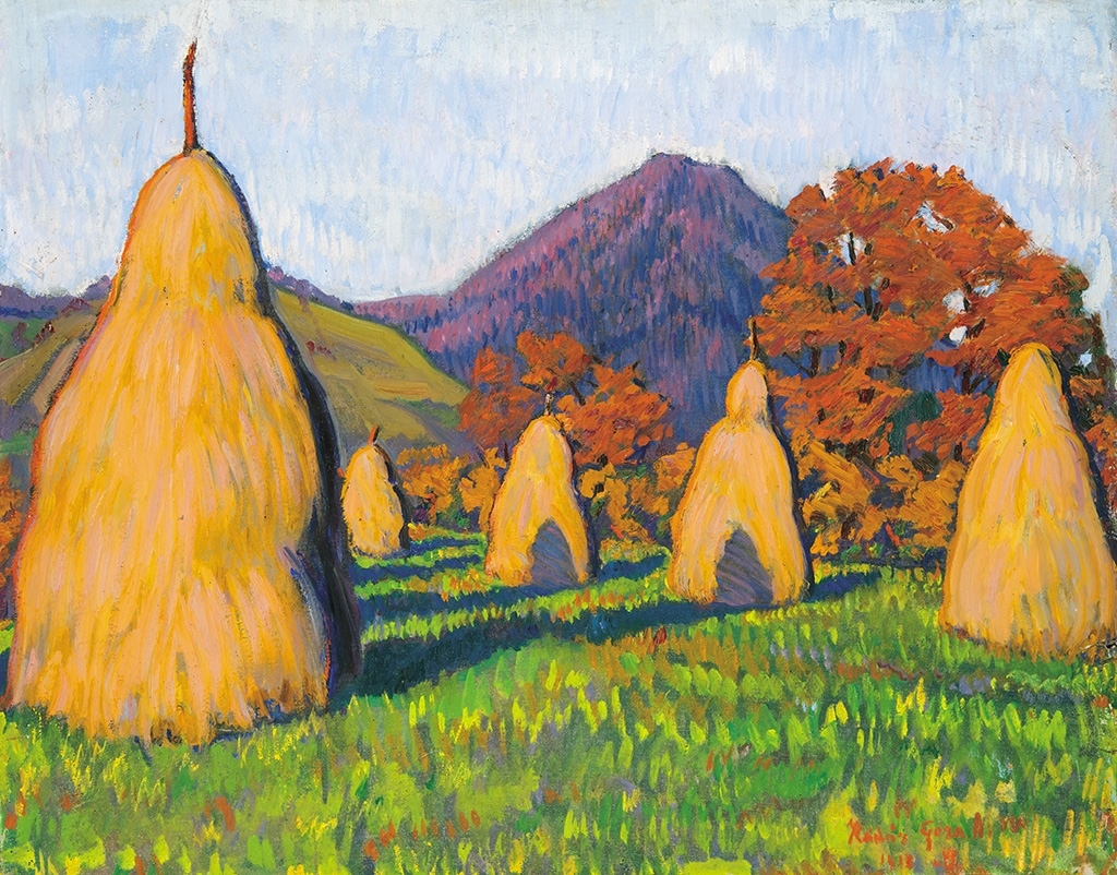 Kádár Géza (1878-1952) Szeptember Nagybányán (Boglyák egy őszi délután), 1913