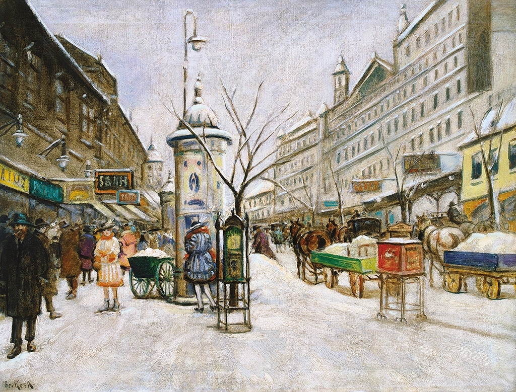 Berkes Antal (1874-1938) Busy boulevard