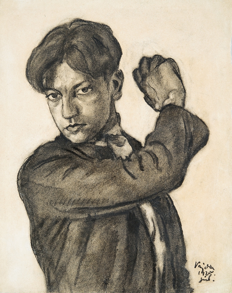 Vajda Lajos (1908-1941) Felemelt karú önarckép, 1925
