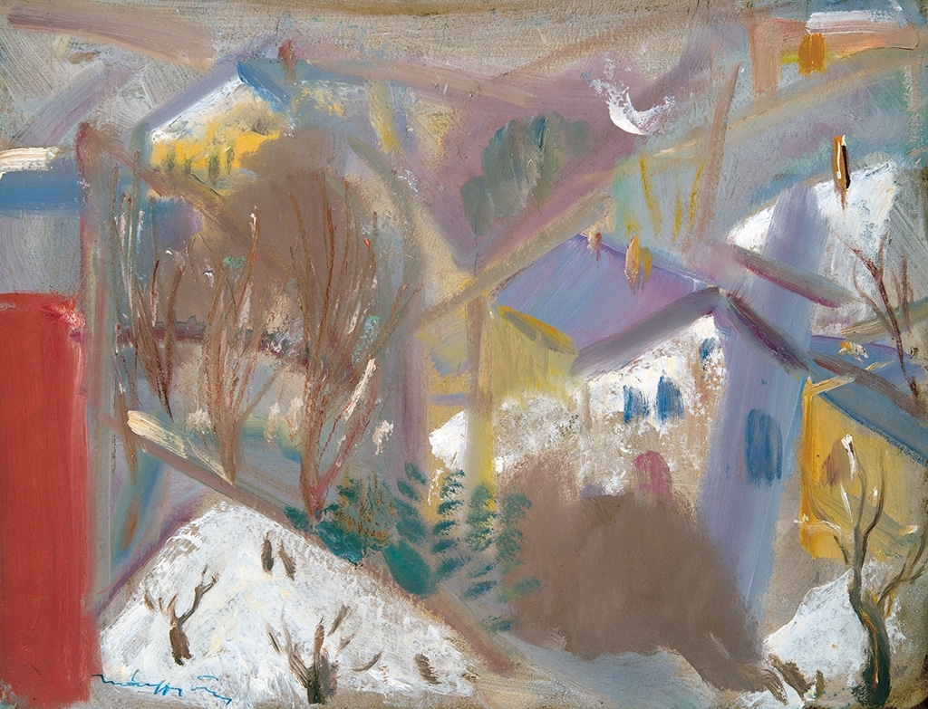 Márffy Ödön (1878-1959) Snowy landscape (Snowy rooftops), second half of the  1930s