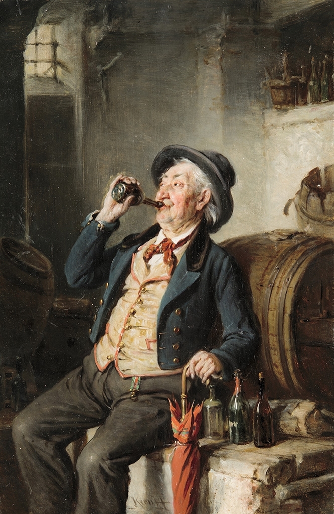 Kern Hermann Ármin (1838-1912) Wine drinking