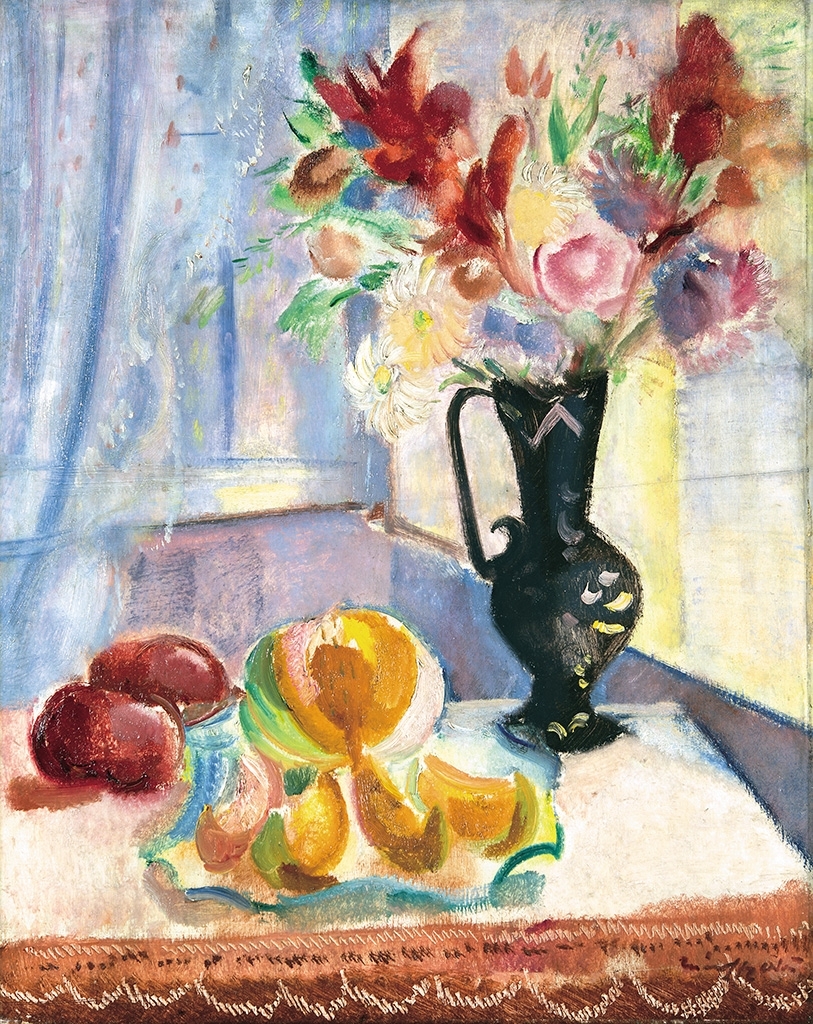 Márffy Ödön (1878-1959) Gyümölcsök és virágok (Csendélet), 1930 körül
