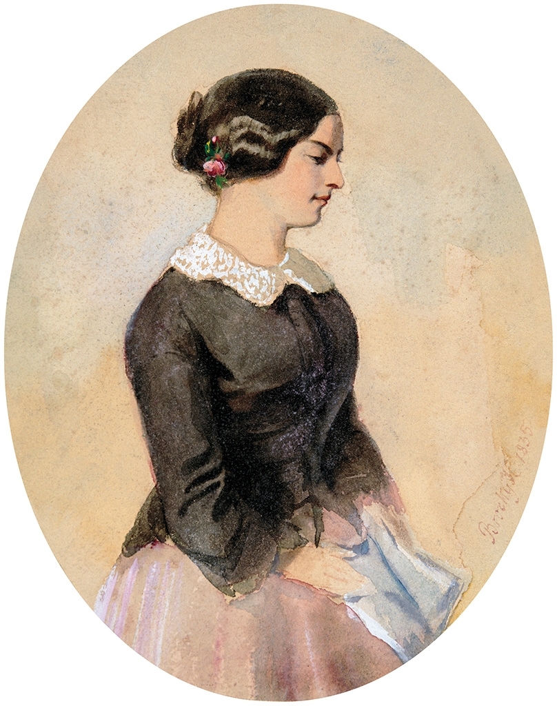 Brocky Károly (1807-1855) Csipkegalléros fiatal lány, 1835; Hátoldalon: Ülő nő (vázlat)
