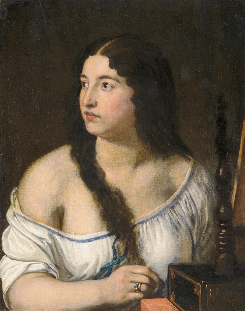 Than Mór (1828-1899) Young girl with blue-stone ring