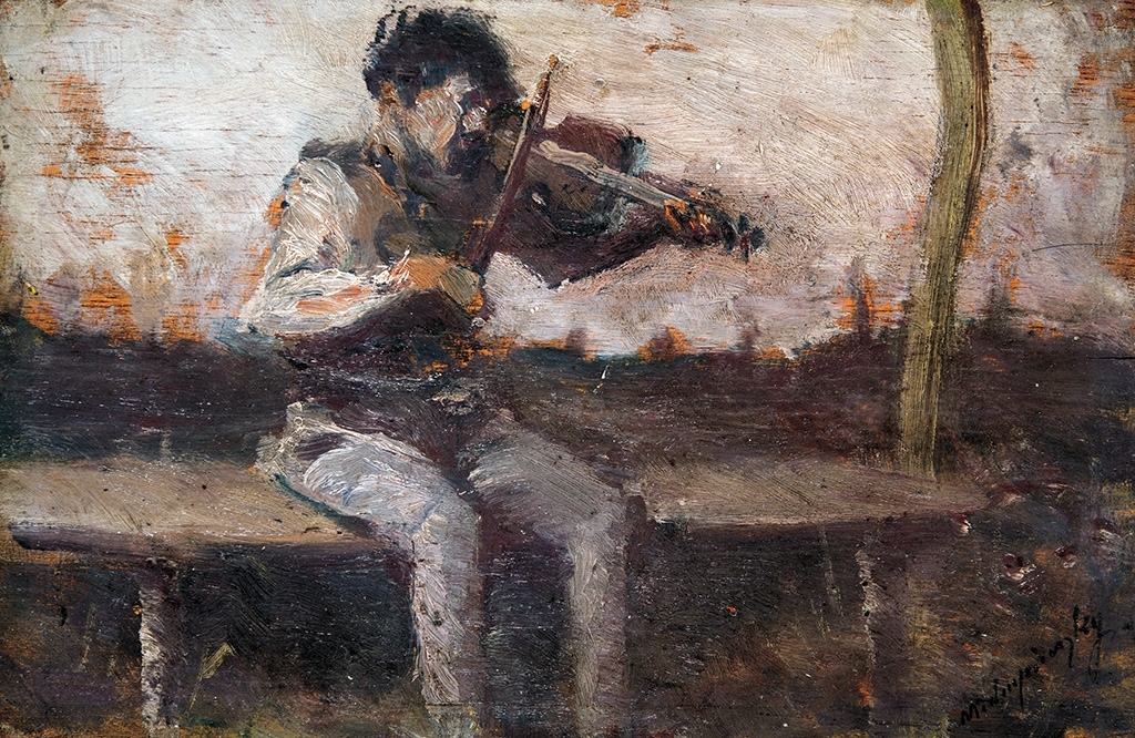 Mednyánszky László (1852-1919) Boy playing the violin