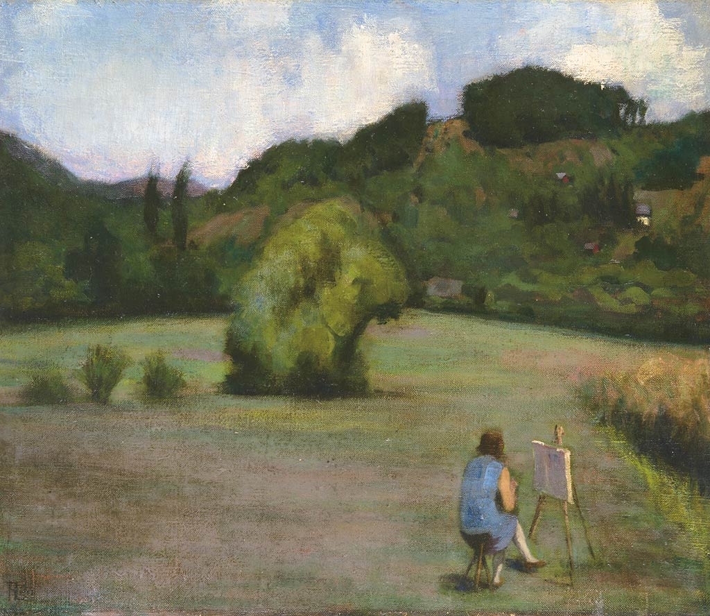 Réti István (1872-1945) Cloudy plein-air