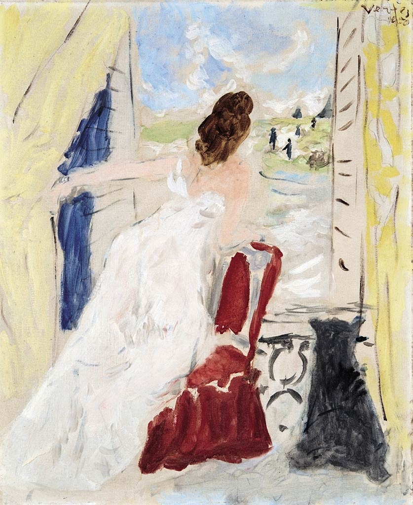 Vértes Marcell (1895-1961) Balkonon, 1950