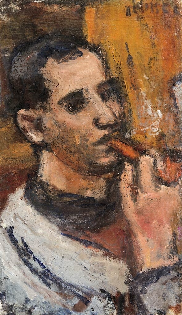 Czóbel Béla (1883-1976) Slef-portrait with a pipe, c. 1928