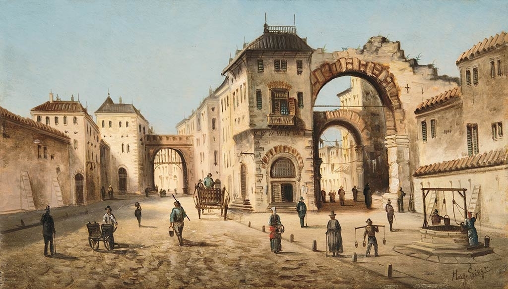 Siegen, August von (1820-1883) View of an Italian city