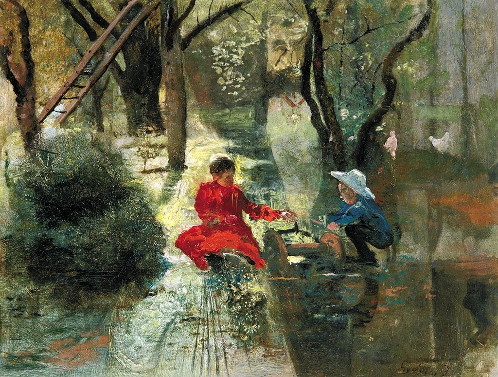 Gyárfás Jenő (1857-1925) részlet a művész kertjéből hátoldalon: kéztanulmány