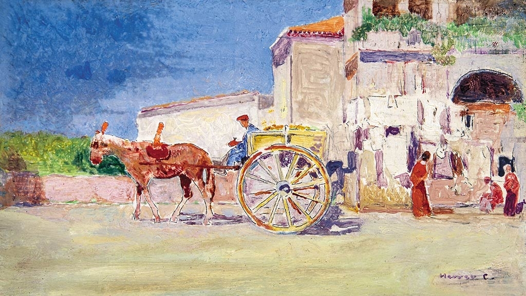 Herrer Cézár (1868-1919) Italian market-place