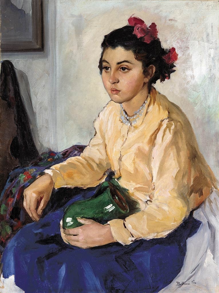 Bihari Sándor (1855-1906) Girl with a jug