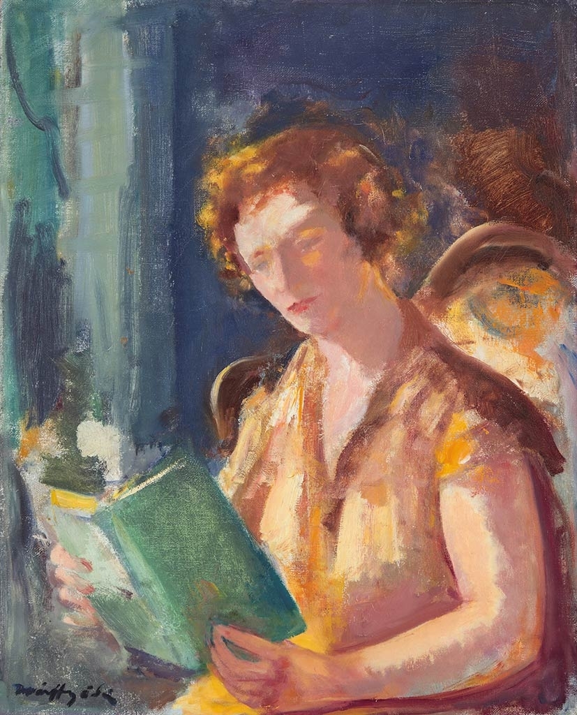 Márffy Ödön (1878-1959) Reading woman (Cseszka), c. 1950