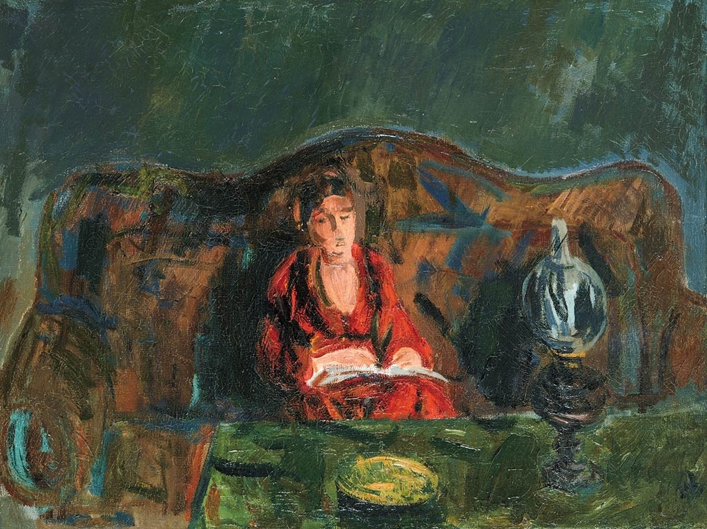 Bernáth Aurél (1895-1982) Alice is reading on the couch (Woman on the couch), 1941