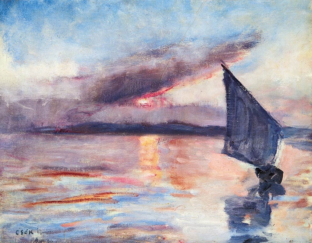Csók István (1865-1961) Sailer on Lake Balaton, first half of the 1930s
