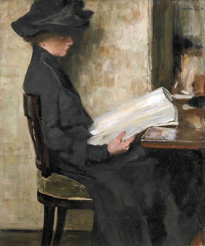 Strobentz Frigyes (1856-1929) Reading girl, 1903