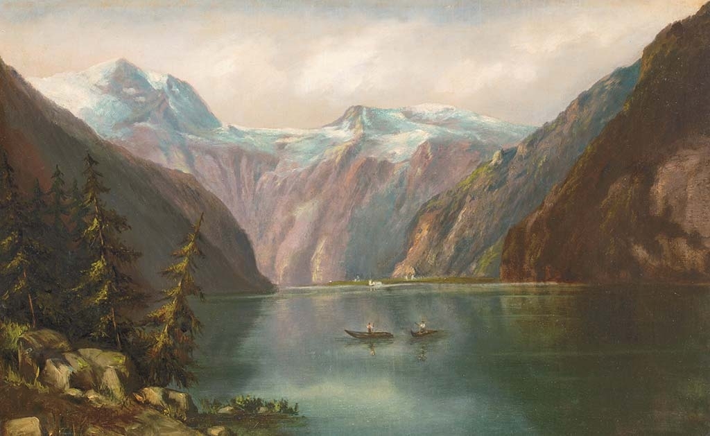 Telepy Károly (1828-1906) Lake in the Alps
