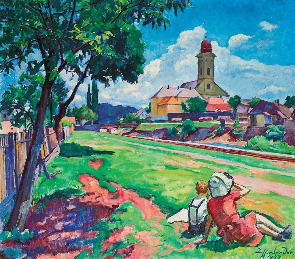 Ziffer Sándor (1880-1962) Nagybánya látképe, 1947