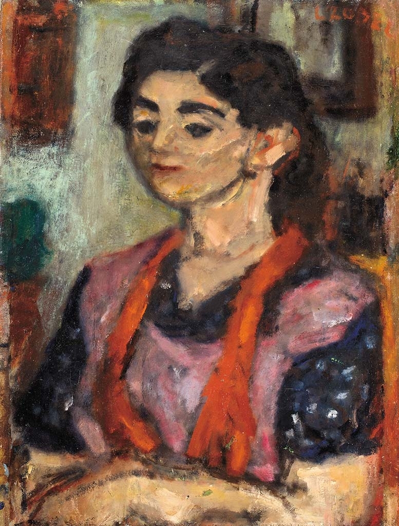 Czóbel Béla (1883-1976) Lány piros sállal