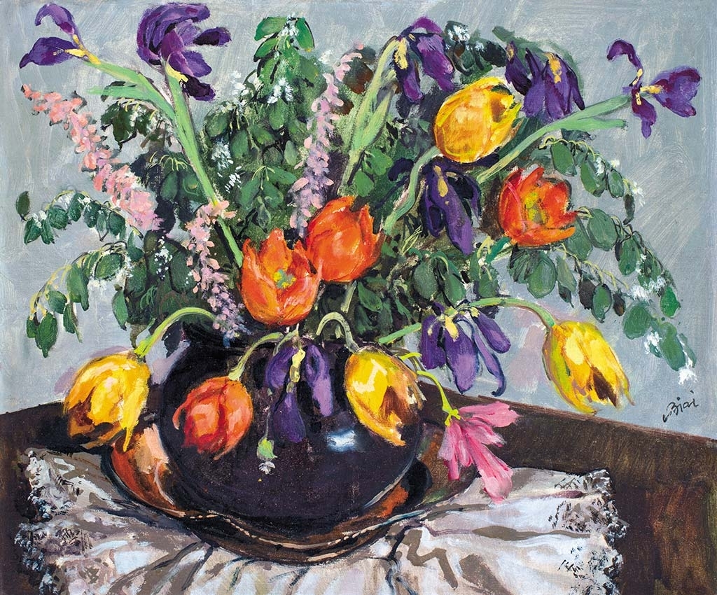 Biai Föglein István (1905-1974) Still-life with Tulips