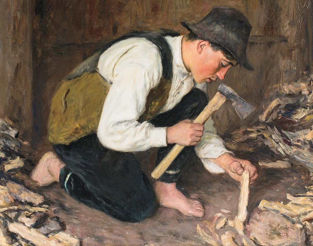 Glatz Oszkár (1872-1958) Wood-cutting, 1927