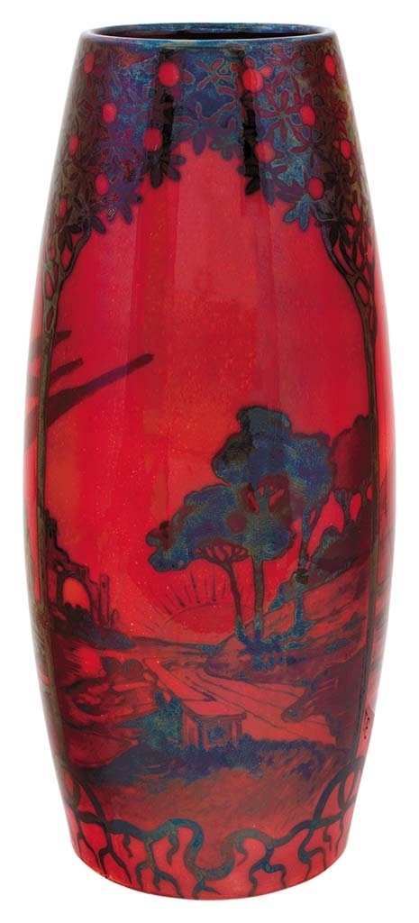 Zsolnay Vase with Romantic scenes, Zsolnay, around 1900