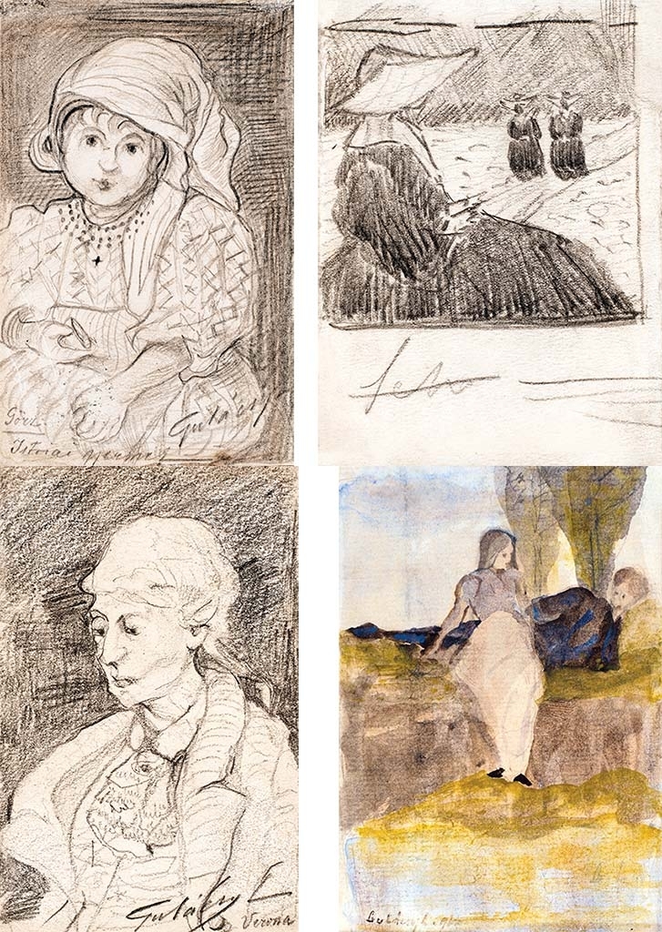 Gulácsy Lajos (1882-1932) Star-gazer (1); Nuns (2); Little girl (3); Lovers, 1907 (4);