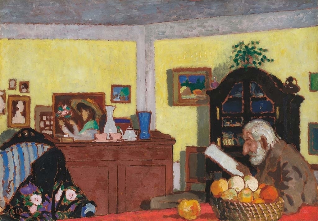 Rippl-Rónai József (1861-1927) Uncle Piacsek in front of the Black Sideboard, 1907 (Uncle Piacsek in the Yellow Room, Uncle Piacsek Reading in front of the Black Sideboard)
