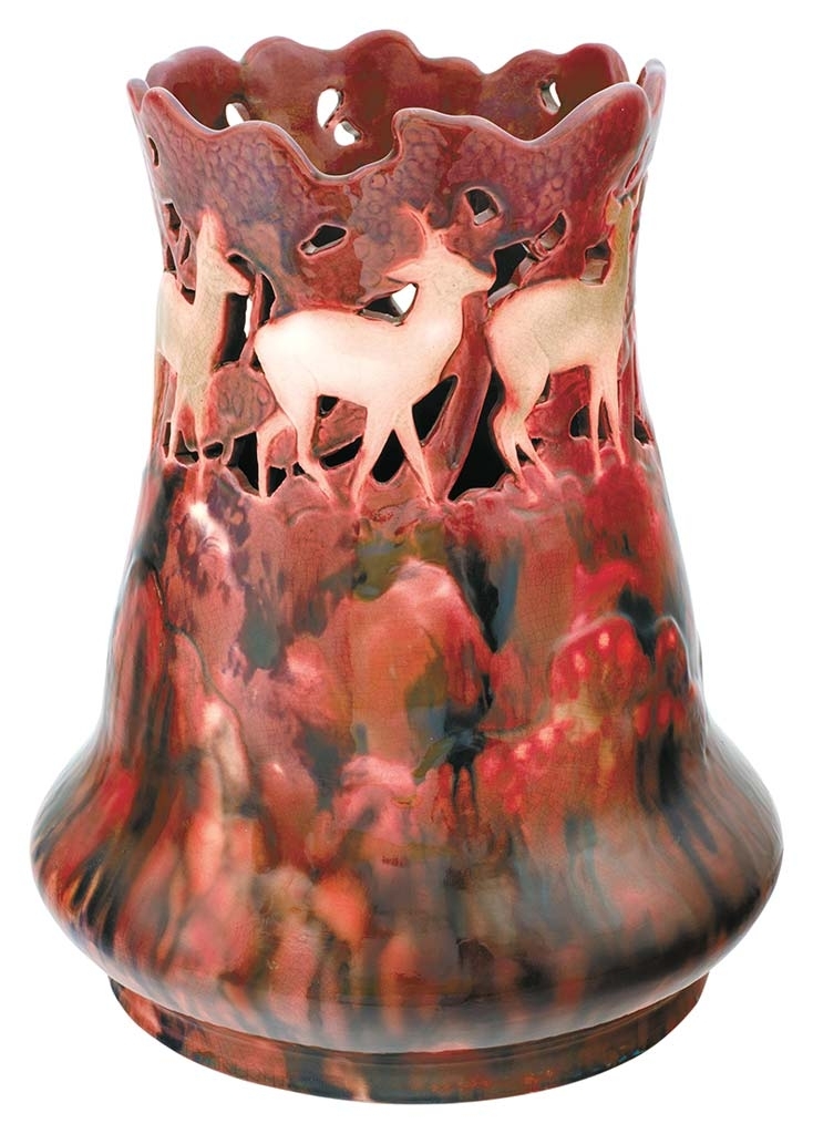 Zsolnay Vase, Deers in the Forest, Zsolnay, 1905