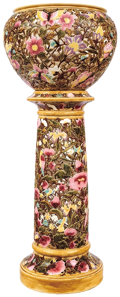 Zsolnay Plant-holder with Base from the Mallow-series, 1889