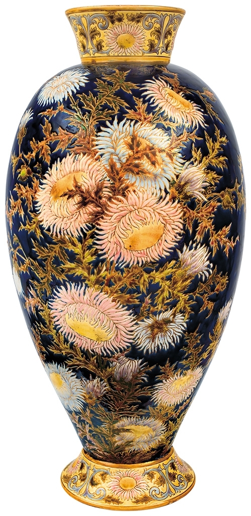 Zsolnay Floor Vase with Chrysantemum, 1894
