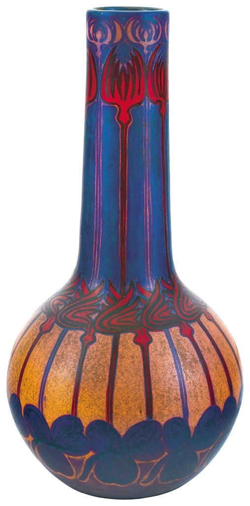 Zsolnay Vase wih Geometric Tulip Motif, 1910