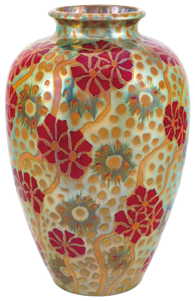 Zsolnay Vase with Wild Flower Decor Paint, c. 1903