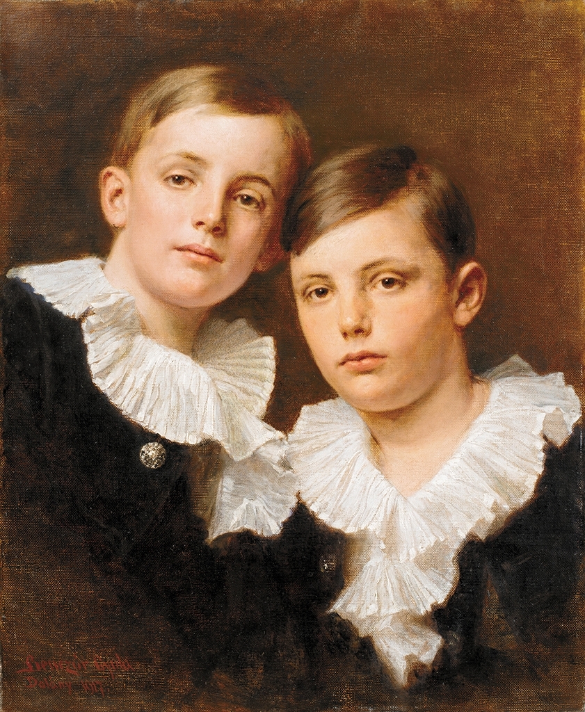 Benczúr Gyula (1844-1920) Testvérek (Gróf Pejacsevich-Mikó Pál és Endre portréja), 1917