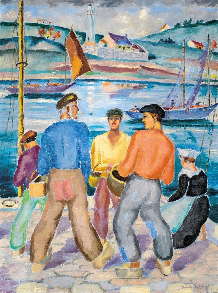 Szantrucsek Jenő 1903-1965 Fishermen in Bretagne