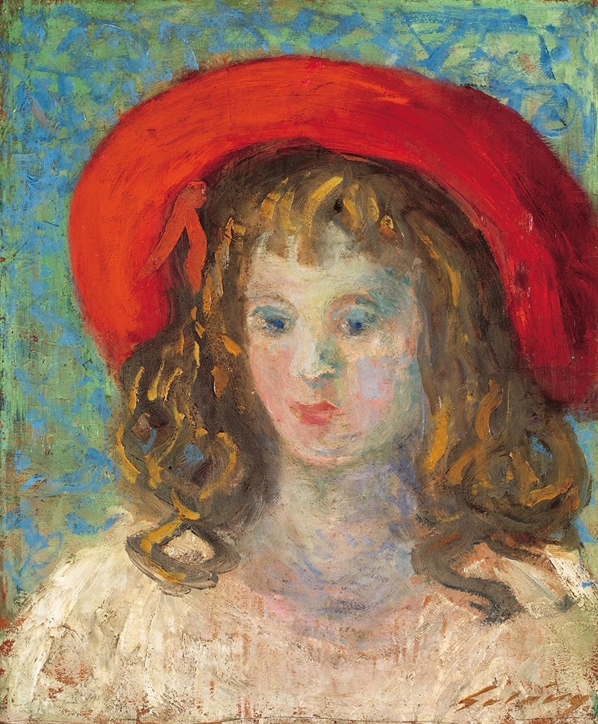 Gulácsy Lajos (1882-1932) Fiatal lány piros kalapban
