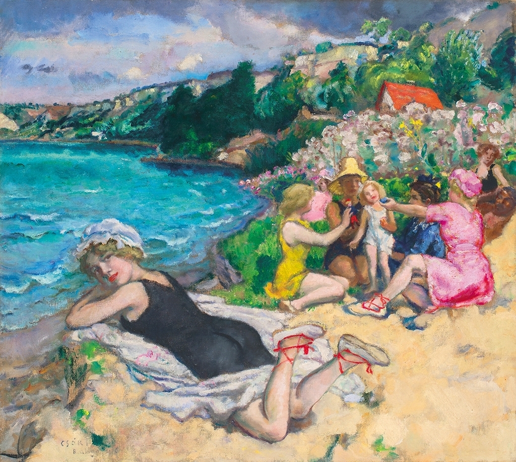 Csók István (1865-1961) A homokban (Parton napozók), 1916