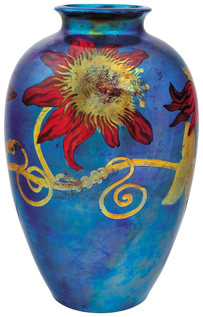 Zsolnay Vase with passionflower decor, Zsolnay, end of the 1890s, Design possibly by: Apáti-Abt Sándor
