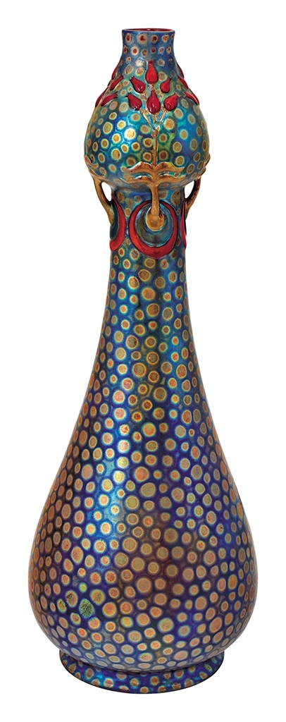 Zsolnay Vase with applied decor, Zsolnay, 1903, Form-and design by: Apáti-Abt, Sándor, 1903