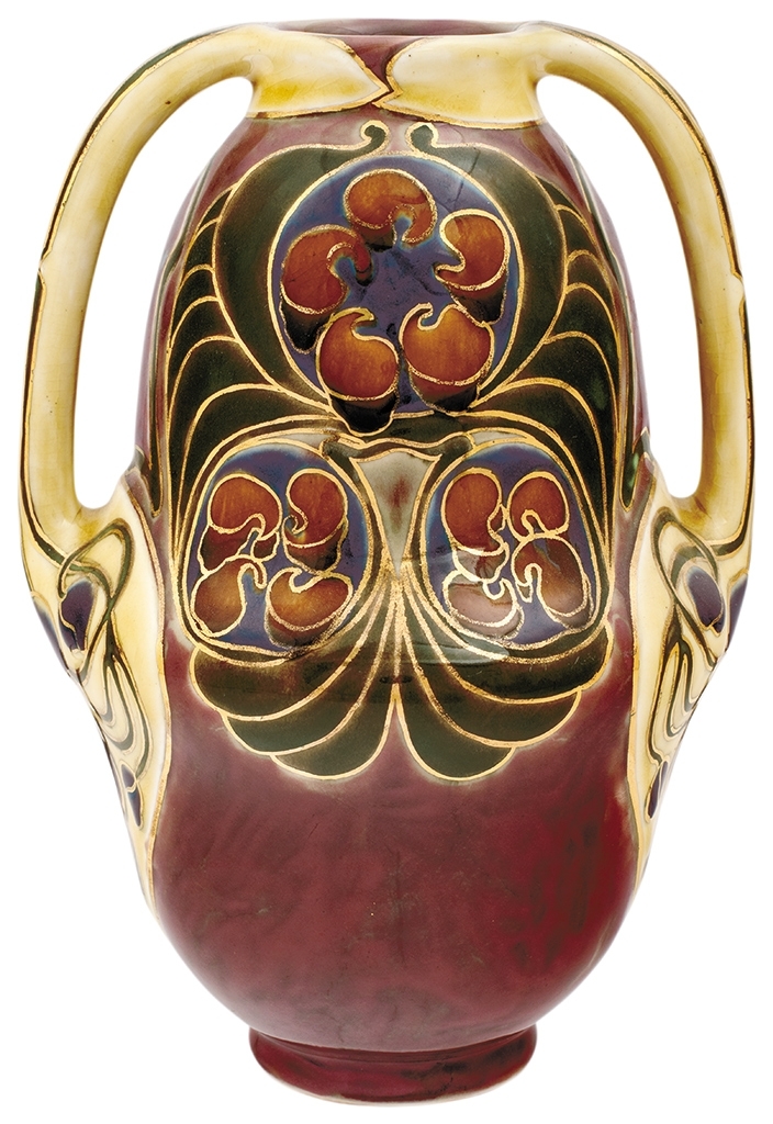 Zsolnay Vase with two handles, Zsolnay, c. 1902, Form plan by: Apáti-Abt, Sándor
