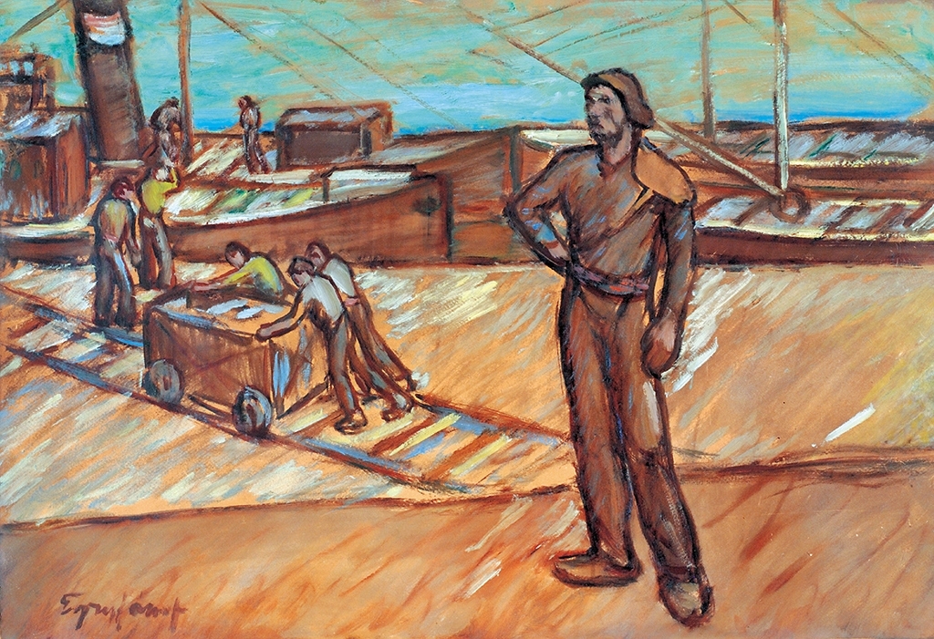Egry József (1883-1951) Kikötőmunkások, 1910 körül