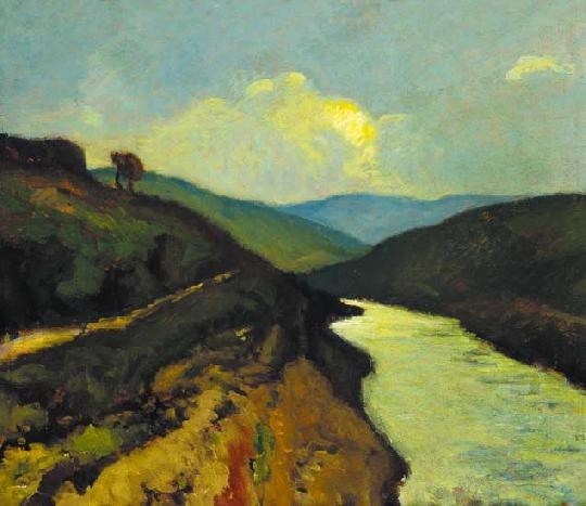 Balla Béla (1882-1965) Riverside landscape