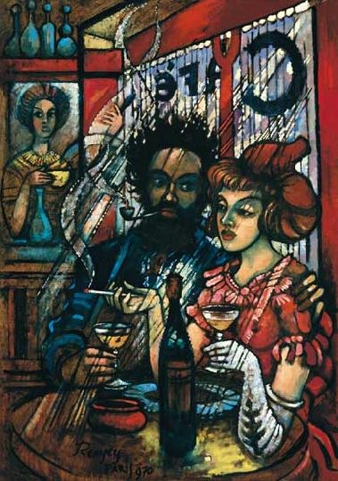 Remsey Jenő (1885-1980) In the bar, 1970